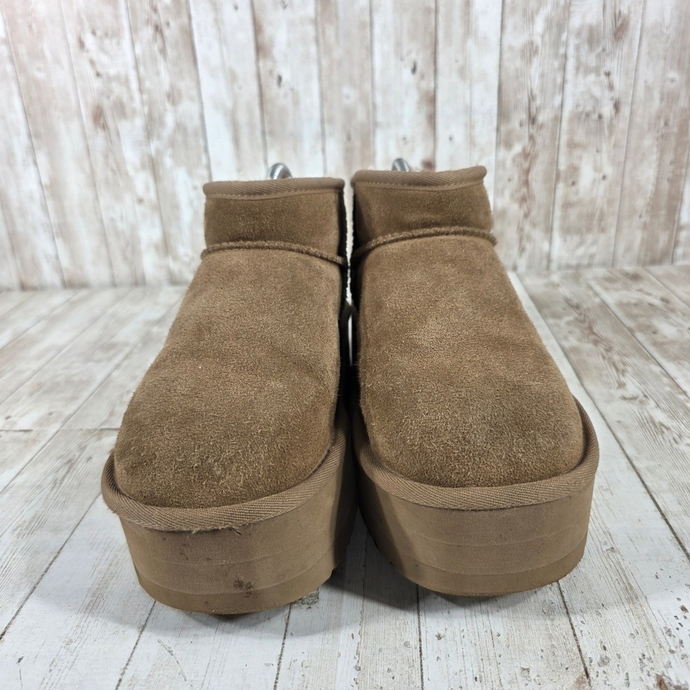 UGG Classic Ultra Mini Platform‎ Chestnut Brown Suede Boots 1135092 Womens 8 - Picture 4 of 8